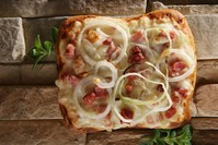 Onion and bacon pizza